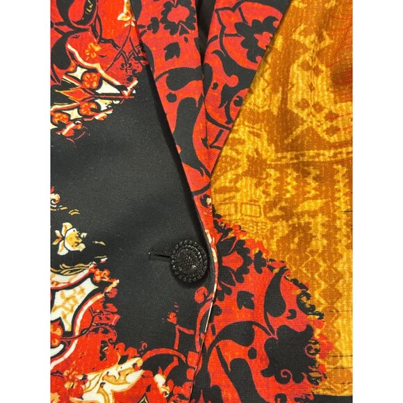 Chicos Blazer Womens Red Multi Printed Statement Jacket Size 2 US Large - Picture 5 of 5